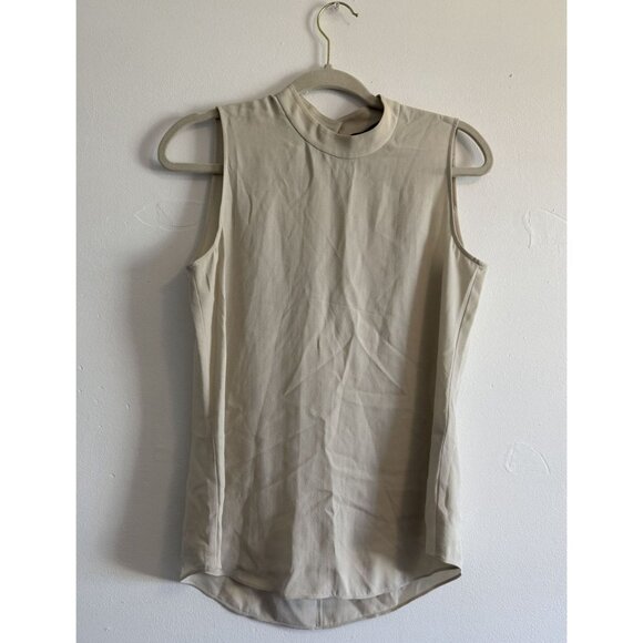 Eileen Fisher Women's Tan High neck Silk Tank Top Size Extra Small Preppy - Picture 1 of 4